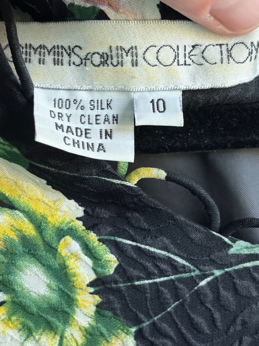 Vintage Ann Crimmins for UMI 100% Silk Floral Dress Black Size 10 Short Sleeve - Picture 3 of 5